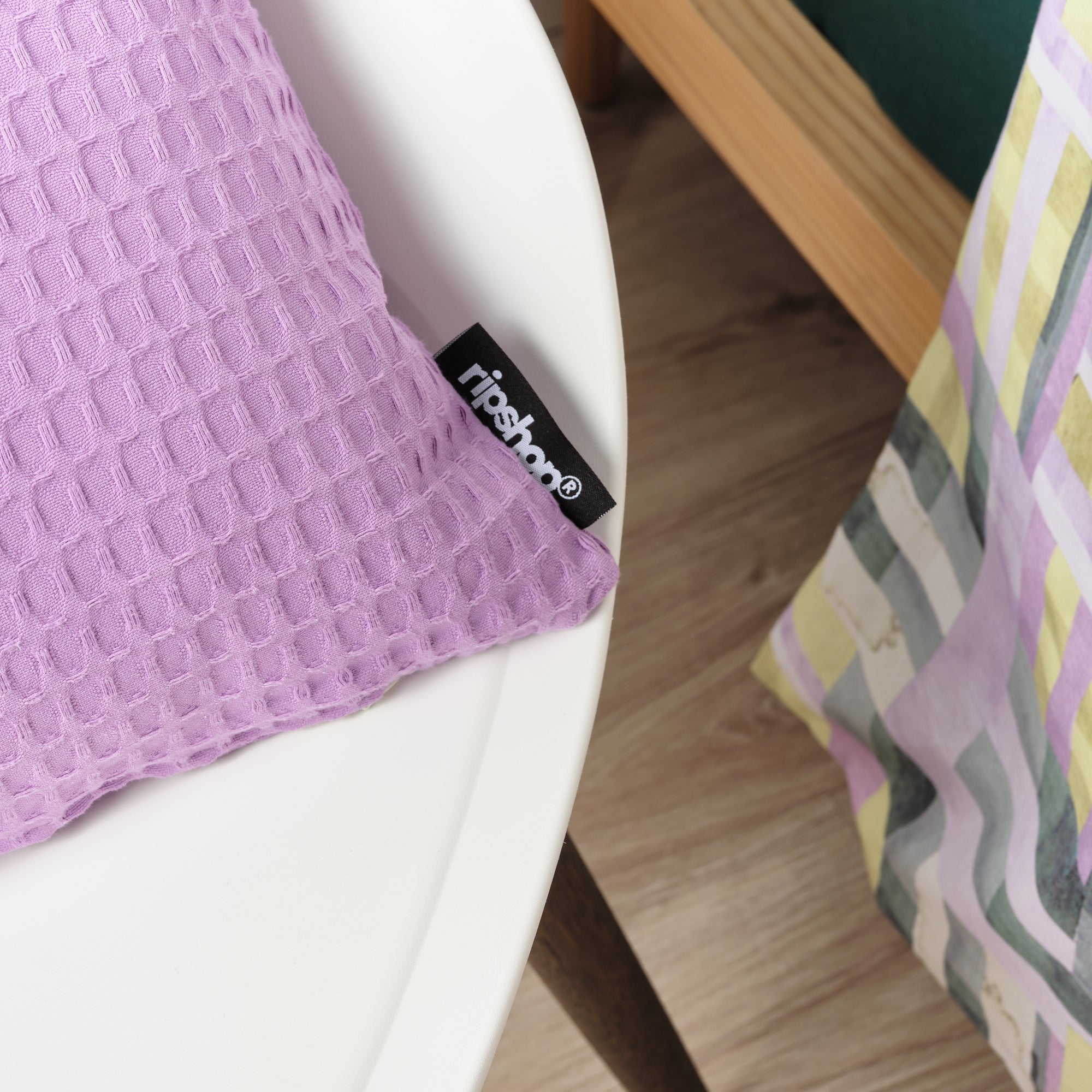 Funda de cojín Waffle 100% algodón Lila